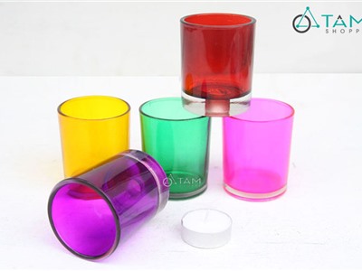 Chân nến ly thủy tinh màu trong suốt